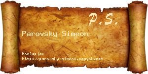 Parovsky Simeon névjegykártya